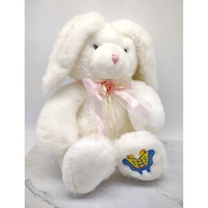 Commonwealth Easter Bunny Rabbit Plush Stuffed Animal 2001 Pink Bow Butterfly